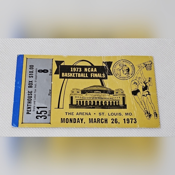 1973 NCAA Basketball Finals Ticket Stub UCLA Bruins vs Memphis State Bill Walton - Picture 1 of 5